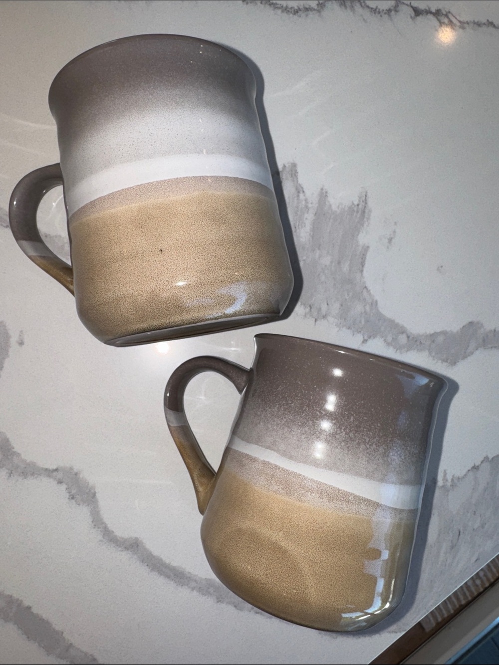 Set of 2 Grey Glazed Mojave stoneware ceramic Mugs tea coffee Cup Scandi pottery